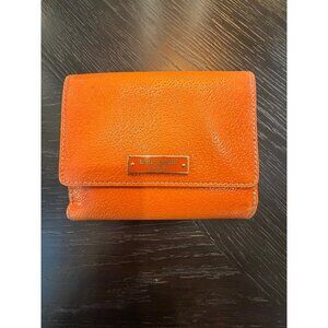 Kate Spade Orange Leather Tri-Fold Wallet With Snap Closure & Card Slots